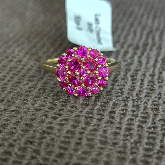 Shivam Lab🧪 Created Pink💕 Ruby Floral🌸 Cluster Ring💍 - NWT - Picture 11 of 16